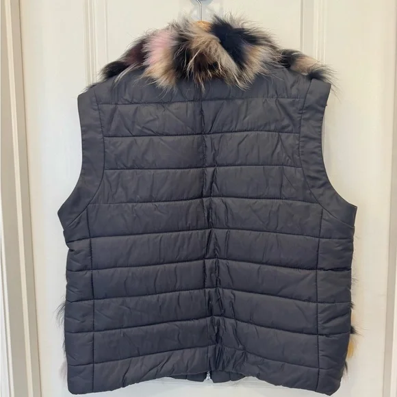 Maximilian Real Fur Vest in Charcoal Gray - Picture 2 of 5